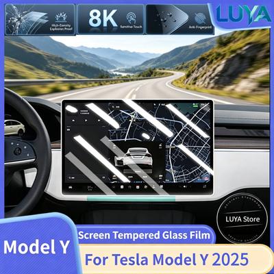 For Tesla Model Y Refresh 2025 LHD RHD Screen Protector 15.4"+8" Tempered Glass Film Central GPS Rear HD Matte Anti-Scratch