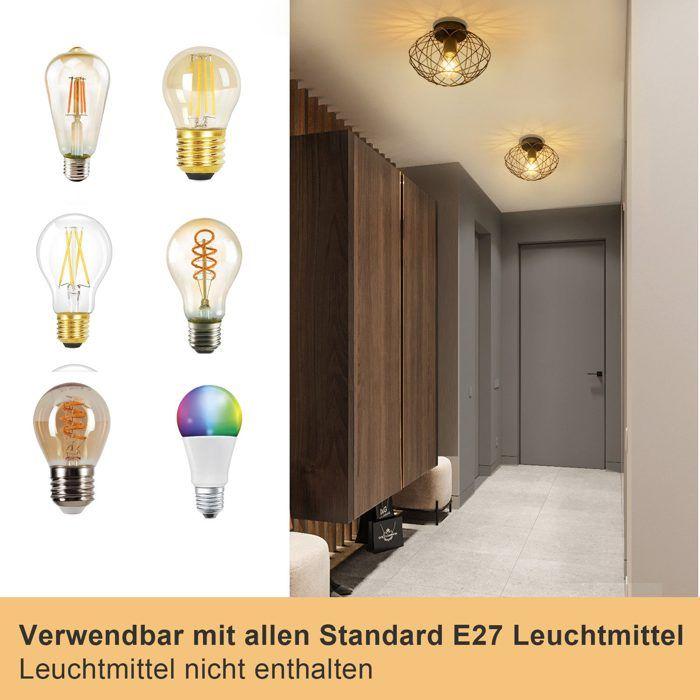 Plafonnier - NETTLIFE - E27 Ø25 cm - Noir - Métal - 1 flamme