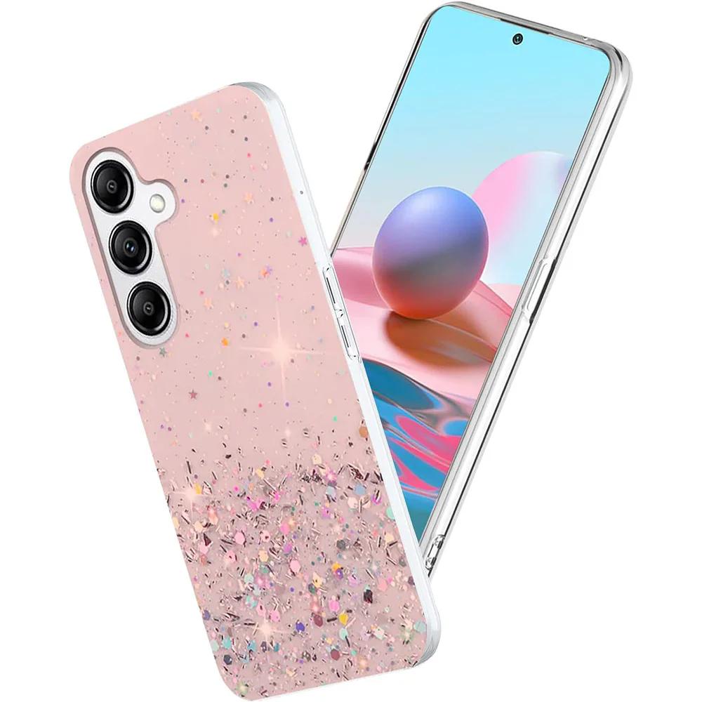 Luxury Bling Glitter Clear Silicon Phone Case for Samsung Galaxy S10 Plus S21 Ultra S21+ 5G Sequins Sparkle Cover