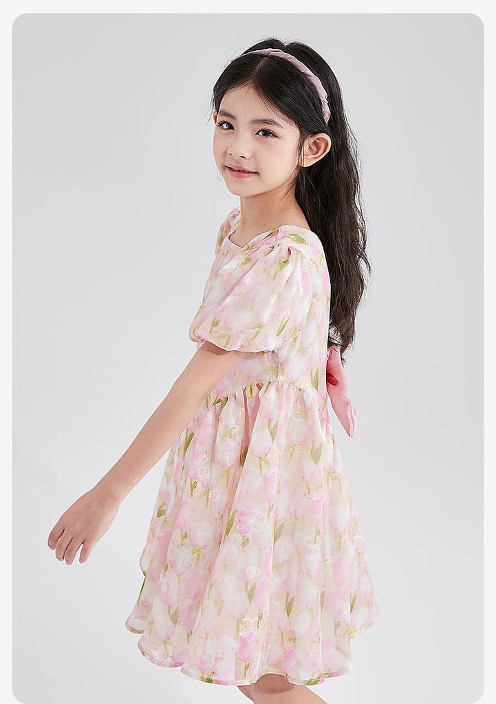 Girls' Chiffon Tulip Big Bow Summer Dresses