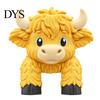 Creative Home Office Ornaments Cute Highland Cow Monitor Figurine, 3D Printed Animal Sitting on Small Topper Figurine Computer Screen Edge Ornament,