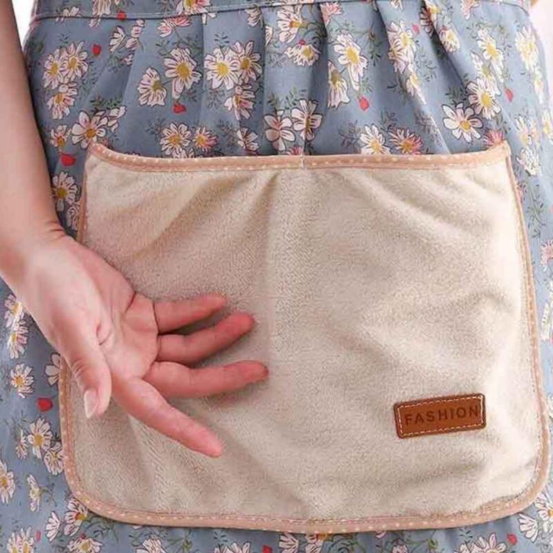 /Teacher s one-piece floral apron for wiping hands Pink floral apron for wiping hands