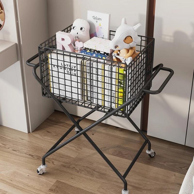 Kids Rolling Toy Storage Cart Mobile Organizer Trolley Home Book Bag Rack Snack And Plush Toy Bin for Children