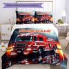 3PC Custom Name Fire Truck Action Bedding Set Duvet Cover Closure Includes 1 Duvet Cover & 2 Pillowcases for Bedroom