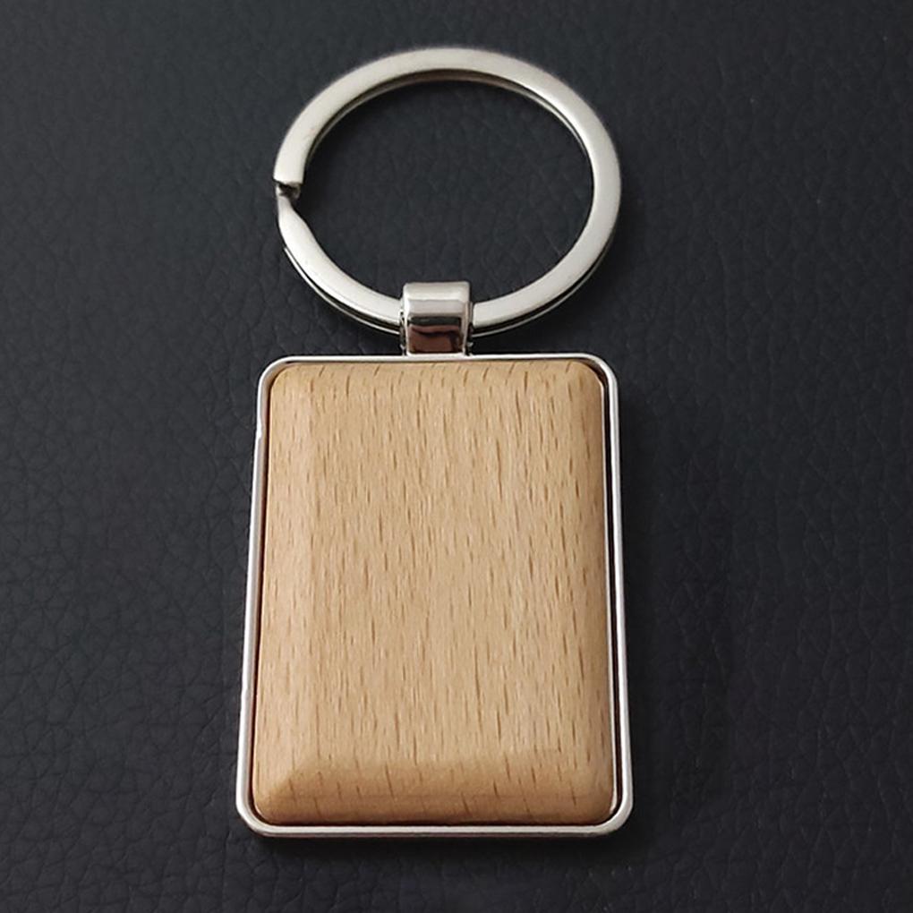 Keychain Ring Blank Wood Car Key Holder Portable Fashion Backpack Handbag Purse Keyrings Homemade DIY Handicraft