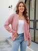 Women's Winter Sweater Cardigan Solid Colour Zipper Round Neck Knit Sweater Warm Jacket