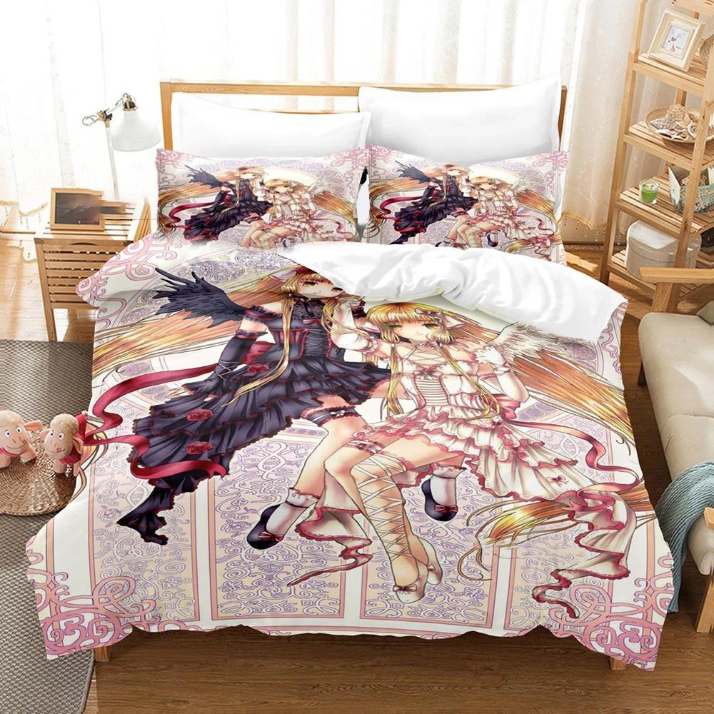 3D Printed Anime Chobits Chi Bedding Set Boys Girls Twin Queen Size Duvet Cover Pillowcase Bed Kids Adult Home Textileextile