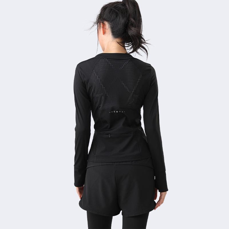 

Women s Quick-Dry Long Sleeve Yoga Jacket - Autumn Outdoor Sports & Casual Fitness Wear, Plus Size Available Large чорний