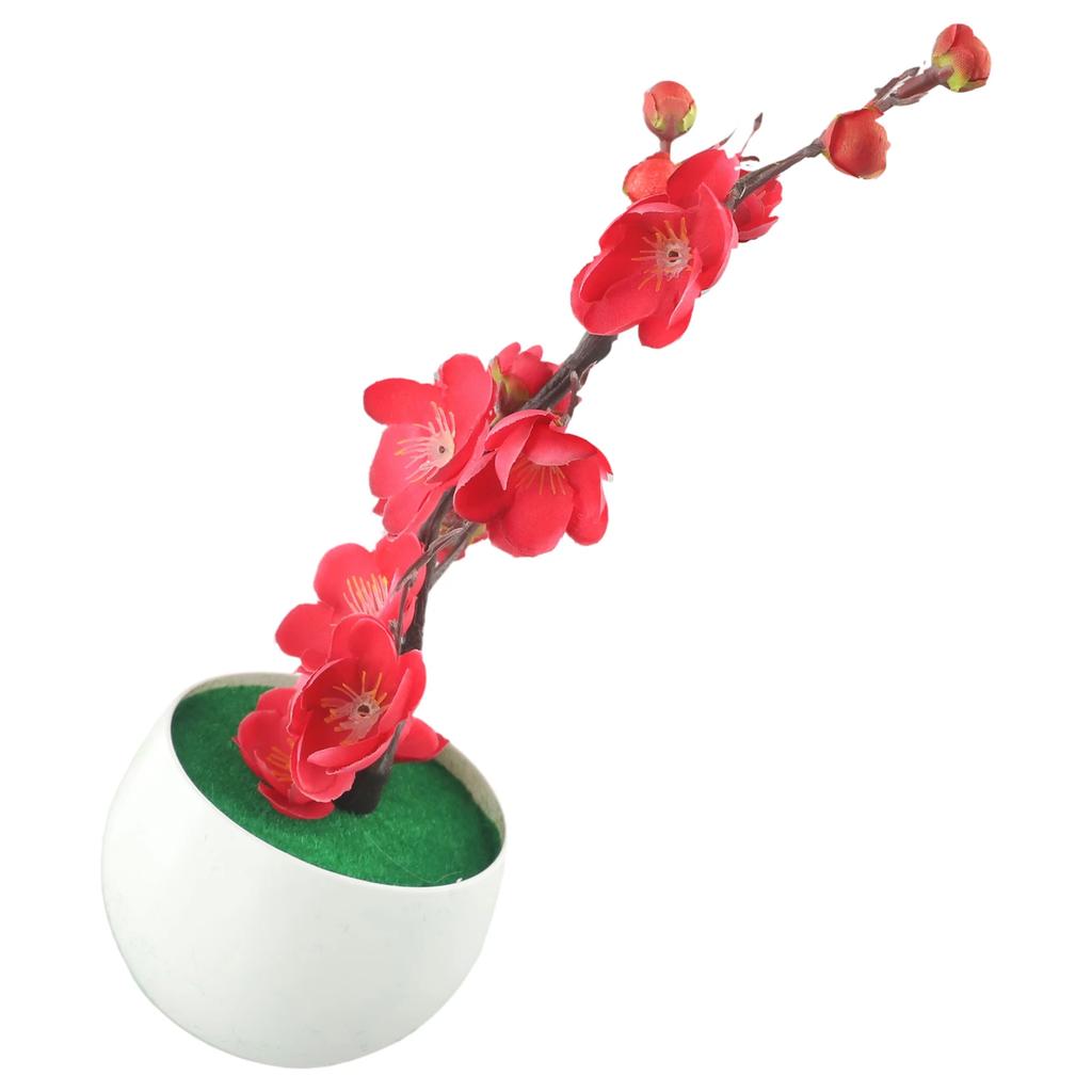 1 Piece Artificial Plum Blossom Potted Plants Simulation Small Bonsai Office Desktop Ornaments Home Decoration