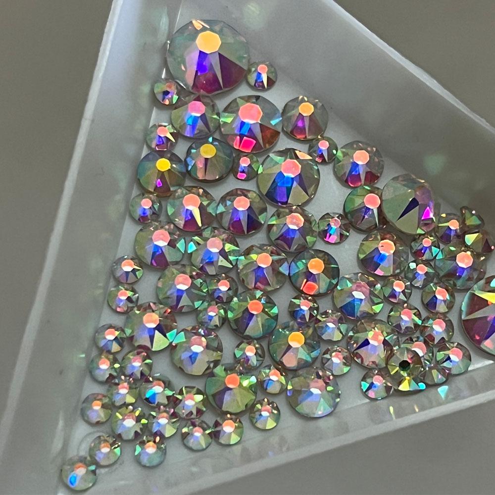 Austrian 2088 Crystal 10 Gross Packing 16 Facets Flat Back Non Hot Fix Crystal AB Rhinestones for Dress and Nail Arts