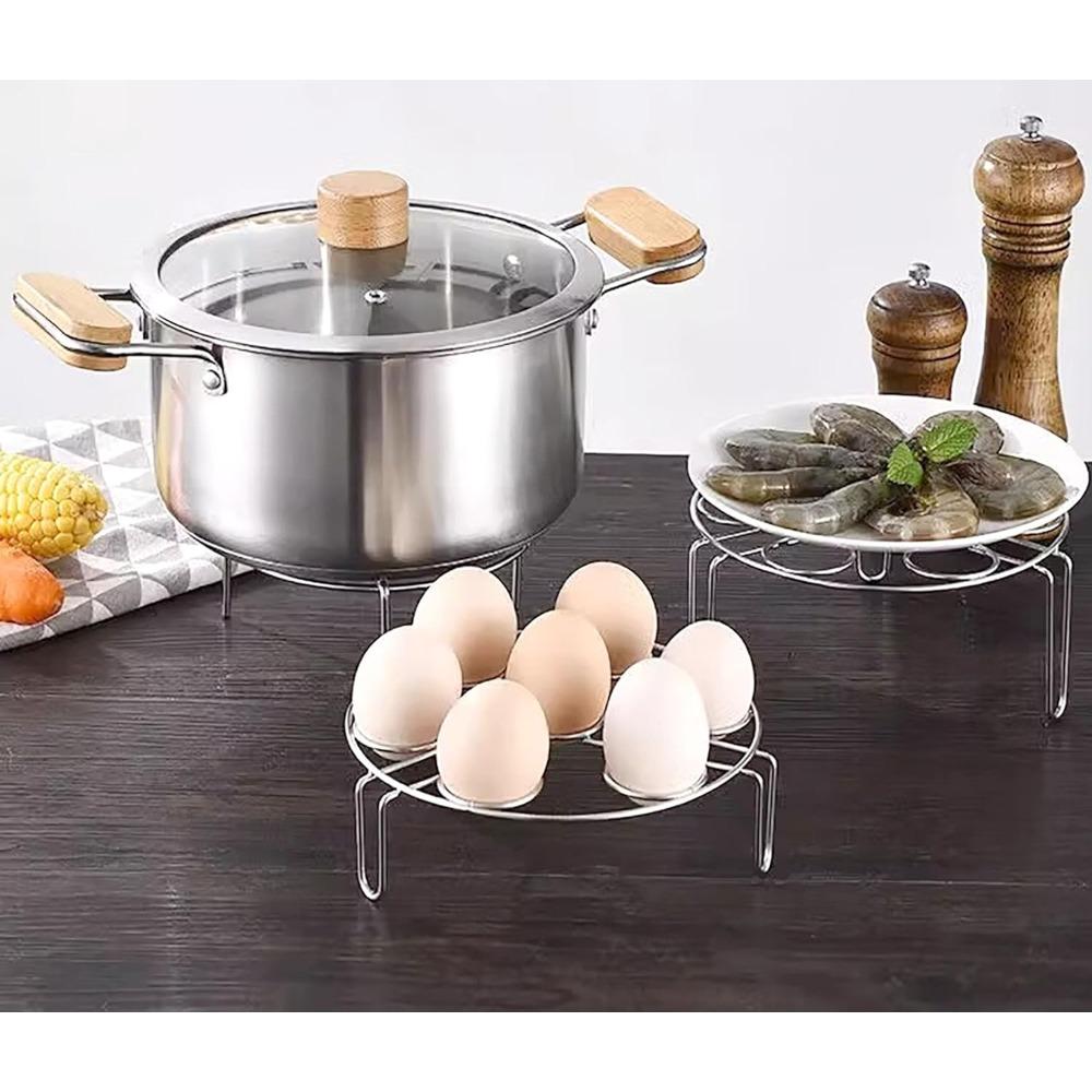 1 Piece Steamed Egg Rack, 6.2inch 7 Hole Round Food grade Stainless Steel Steamer for Steaming, Cooling and Baking Food