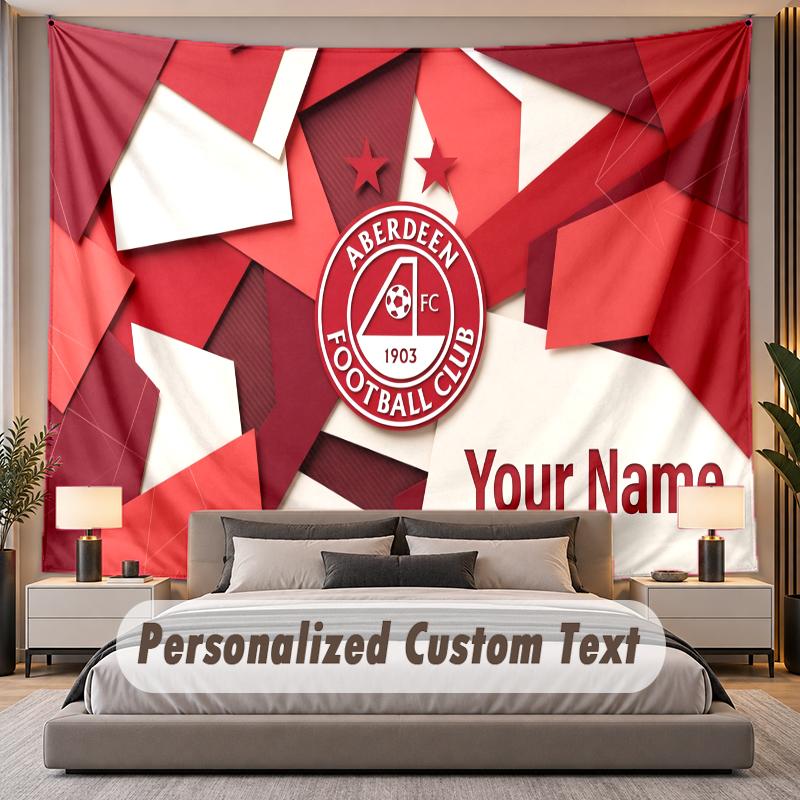 Custom Name Text Tapestry Aberdeen FC Personalized Polyester Wall Tapestry For Bedroom And Room