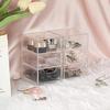 BTSKY 2 Pack Small Acrylic Storage Organizer with Drawers, 3-Layer Clear Desktop Organizer for Office Supplies Mini Storage Box with Drawers for