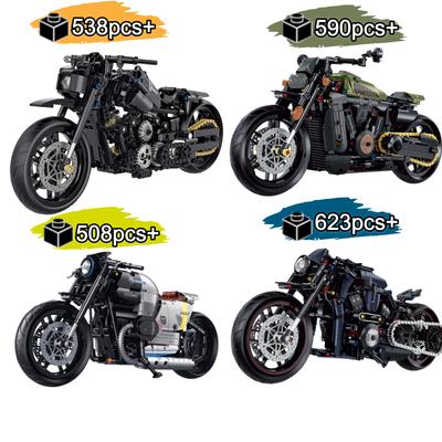 1:8 Technical Motorcycle Building Blocks Sets Racing Retro Motorbike Racer Bricks DIY Tabletop Decorations Toys for Kid Adult