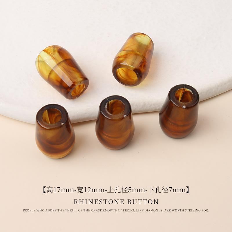 5pcs Acrylic Two-Color Hanging Bell Diy Beaded Bucket Bead Material Large Hole Round Bead Buckle Swimsuit Sweater Pants Drawstring Button