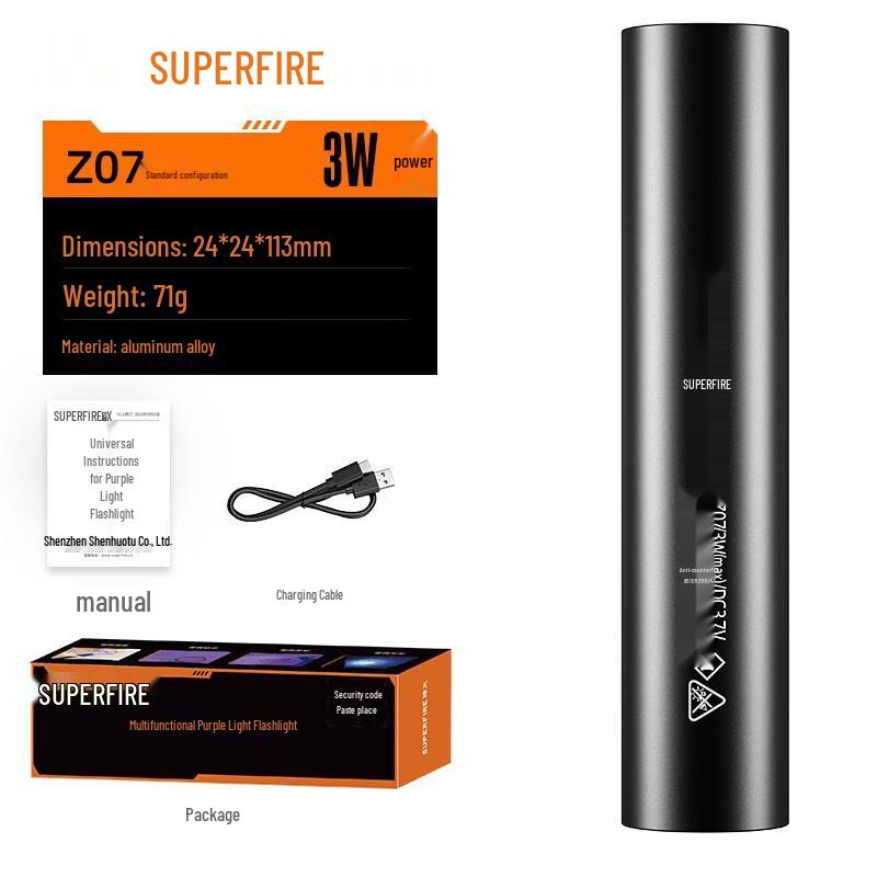

SupFire Z07 365nm UV Blacklight Flashlight