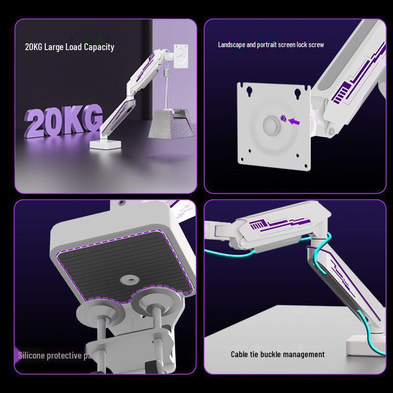 49" Ultraširoký Stojan na Monitor s Pneumatickým Ramenem, Instalace Bez Vrtání, RGB Osvětlení, E-sportovní Edice