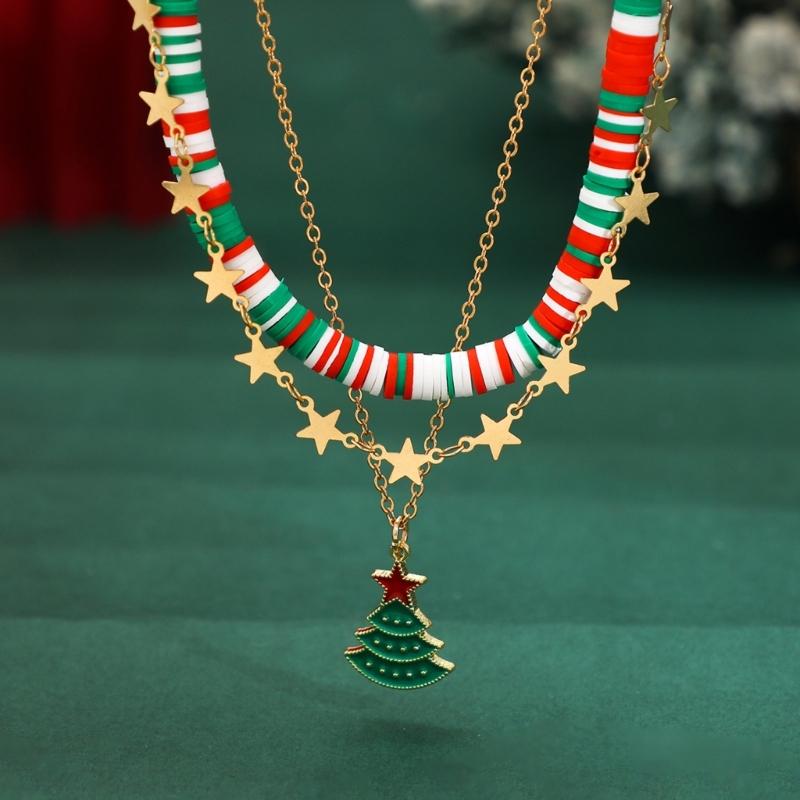 Christmas Beaded Necklace Trendy Pendant Clavicle Chain Trendy Neck Jewelry Gift for Holiday Party Occasion & Daily Wear