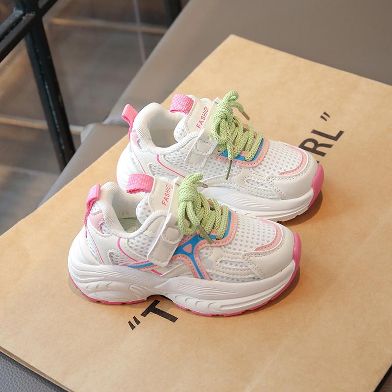 Students Running Shoes Air Mesh Breathable Kids Sports Shoes Non-slip Soft Sole 2025 Spring Autumn Children Sneakers Hook&loop