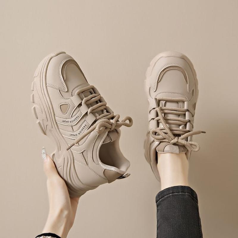 Korean Retro Thick Soled Women's Sports Shoes, Autumn and Winter Thick Soled Height Increasing Student Running Casual Shoes