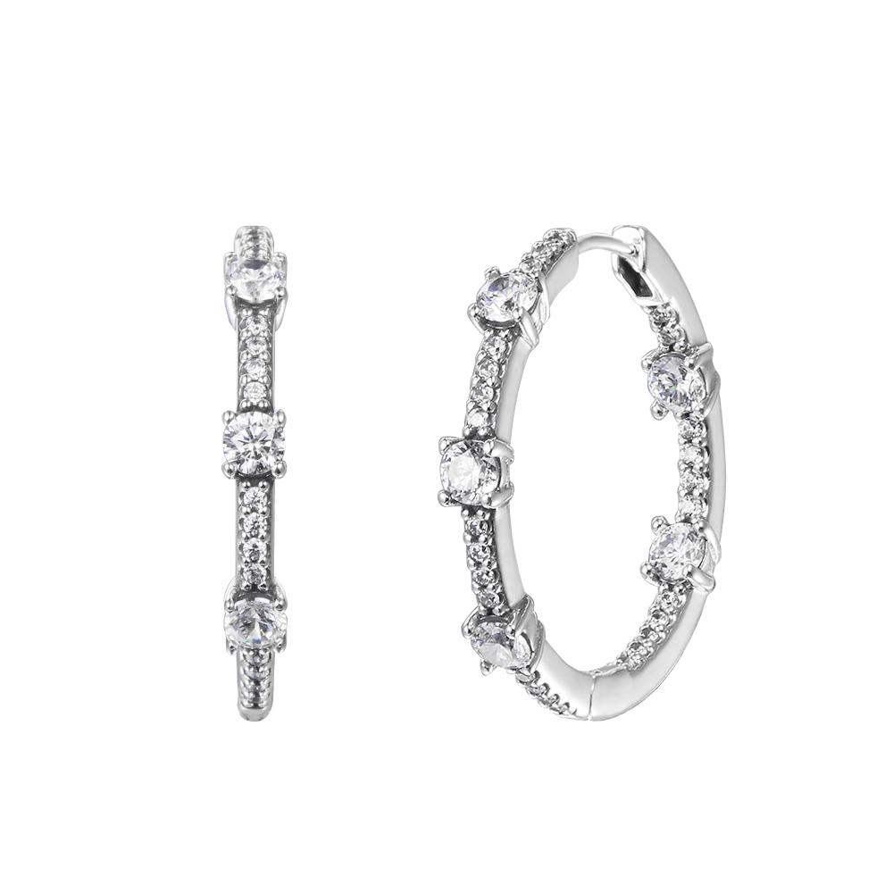 

Новые зимние сверкающие серьги-кольца из стерлингового серебра 925 пробы, свадебные серьги для женщин