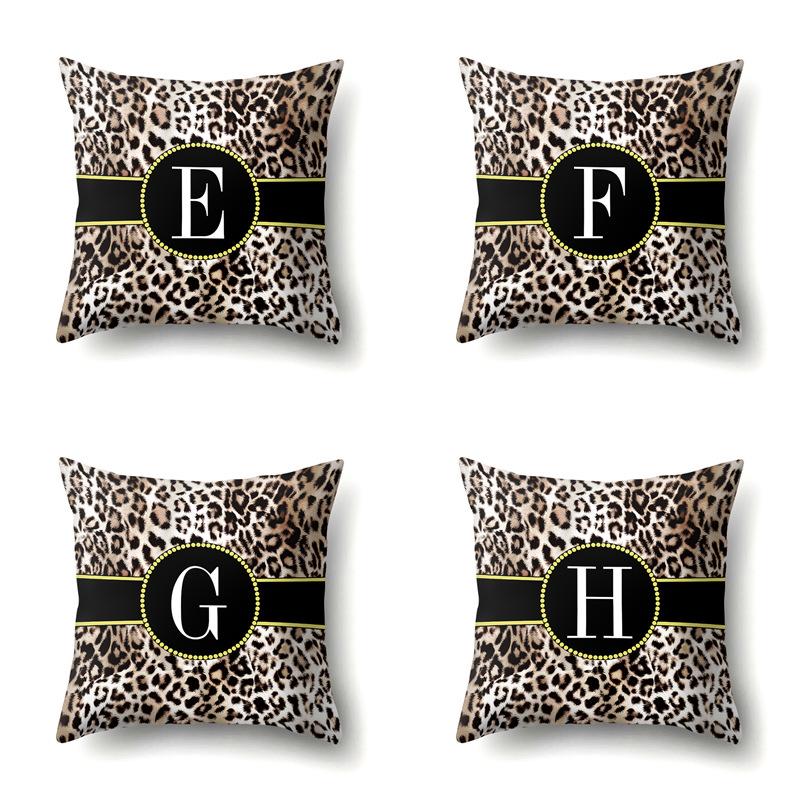 Polyester Pillow Case Decorative Leopard Print Home Furnishing 26 English Letter Printed Pillow Case