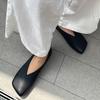 Leather Retro Niche V-mouth Oblique Square Head Flat-bottomed Ballet Shoes Women's 2025 New Spring Fashion Old Single Shoes