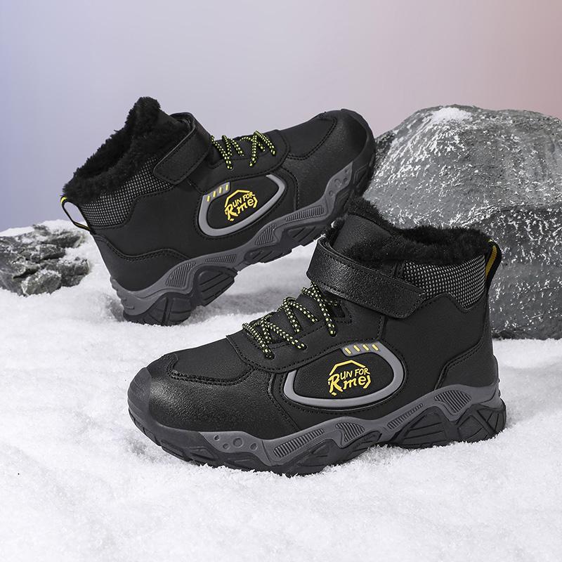 28-39 Children's Winter Plus Plus Size Fashion and Plush Warm Casual High Top Cotton Boots Snow Boots Outdoor Hiking Shoes