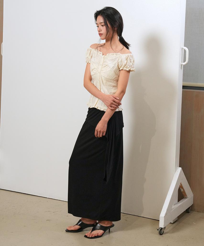 GENERALIDEA Cap Sleeve Shirred Puff Blouse [Cream] / Gf2Lbl516