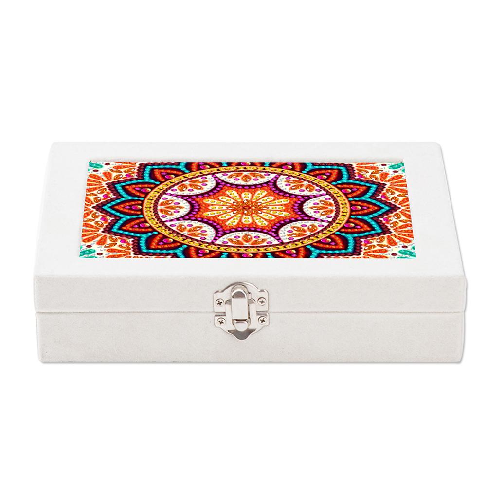 Special Shape Abstract Color Block Diamond Painting Jewelry Storage Box PU Leather Jewelry Case for Necklaces Earrings Rings