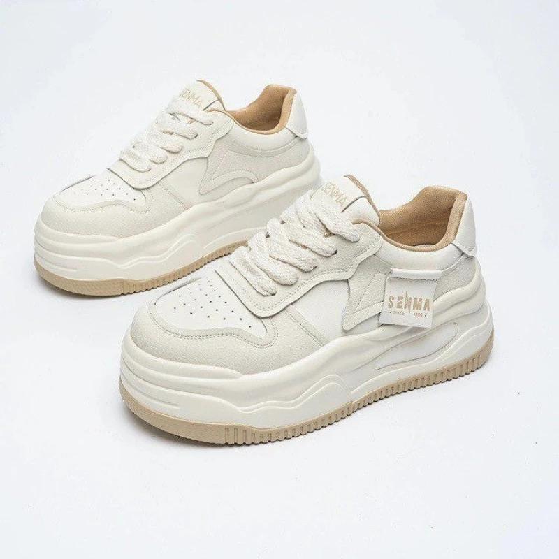 Women's New Simple Solid Color Designer Vulcanized Shoes  Spring Fashion Thick Sole Outdoor Shopping Office Sports Shoes