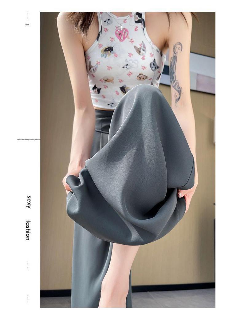 Pantalon Évasé Taille Haute Large pour Femme Printemps/Été 2025
