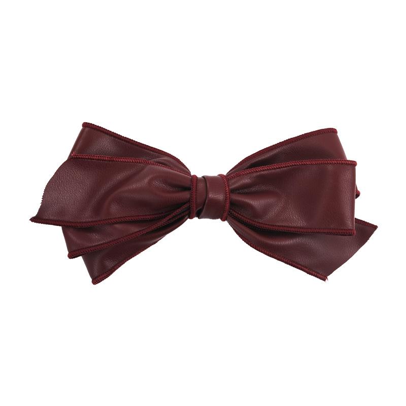 Synthetic Leather Bow Barrettes Women Elegant Ponytail Clip Hairpins Girls Bowknot Hair Clips Fashion Hair Accessories Headwear