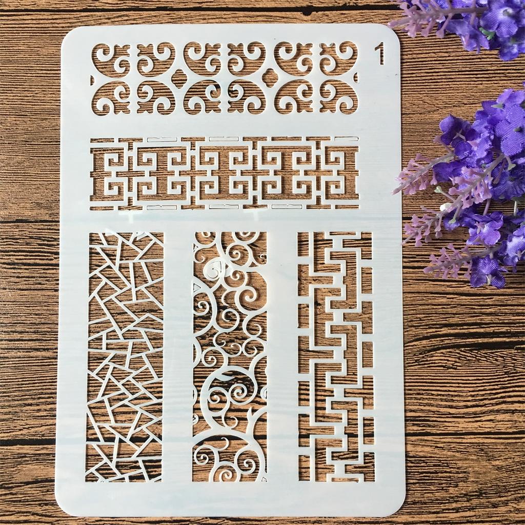 Rectangular Stencil Pattern Cheap 20cm Rectangle Frame Floral DIY Craft Layering Stencils Wall ...