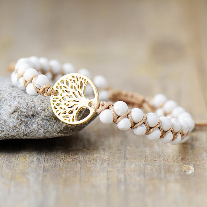 Tree of Life African Pine Natural Stone Beaded Handwoven Yoga Friendship Lover Bracelet