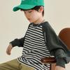 Duoduojia Boys' Waffle Patchwork Raglan Sleeve Sweatshirt