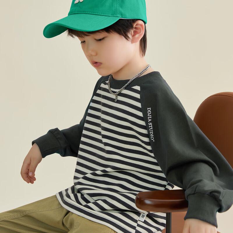 Duoduojia Boys' Waffle Patchwork Raglan Sleeve Sweatshirt