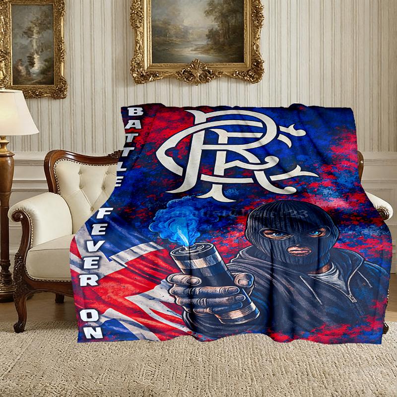 1pz Coperta Rangers FC Facile da Curare, Perfetta per Divano, Letto, Casa, Viaggio e Altro, Coperta Stampata Calda e Durevole