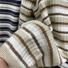 2022 Autumn Plus Size Striped V-Neck Knit Cardigan for Women - Slimming Top Outerwear for Curvy Figures