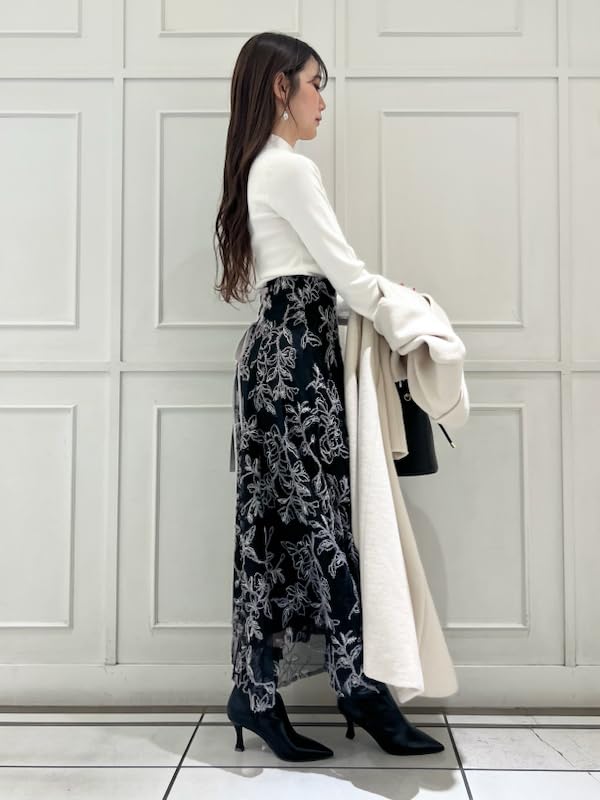 Snidel High Neck Knit Pullover SWNT245124 IVR Women's One-Shoulder