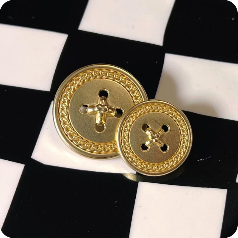 10pcs Golden Metal Button Clothing Pants Bag DIY Craft High-Grade Decorative Hollow Out Round Buttons Accessories