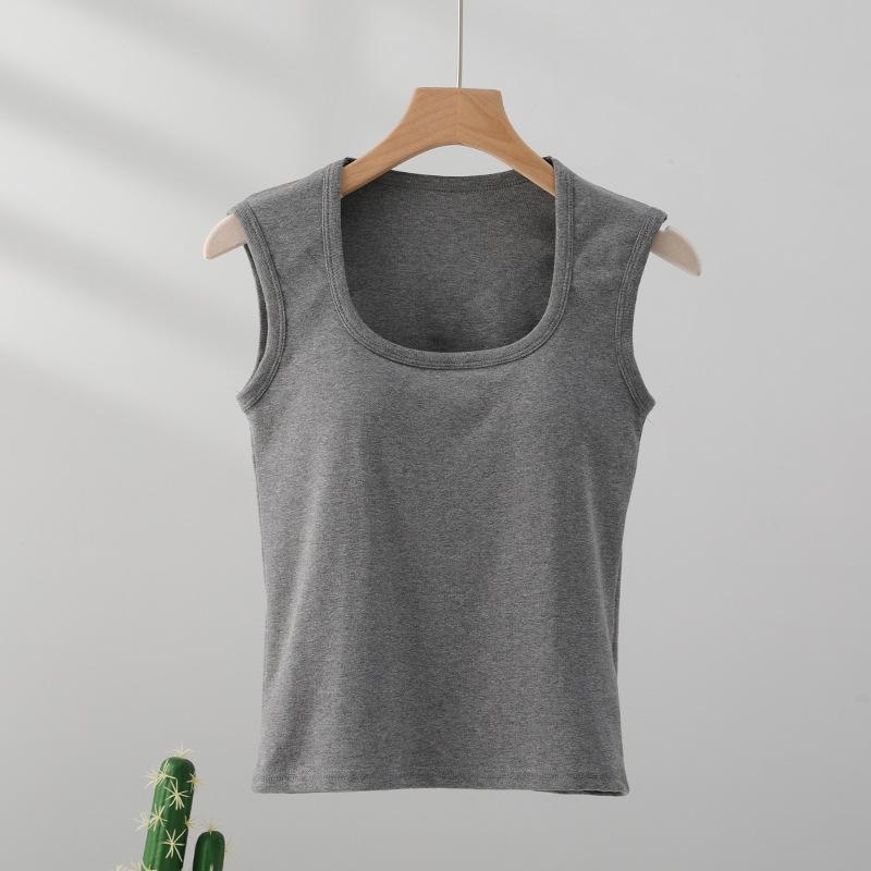 Cotton Vest for Women In Summer Wear Beautiful Back Bra with Chest Pads Integrated Wide Shoulder Strap Suspender Cover Pair Breasts Top