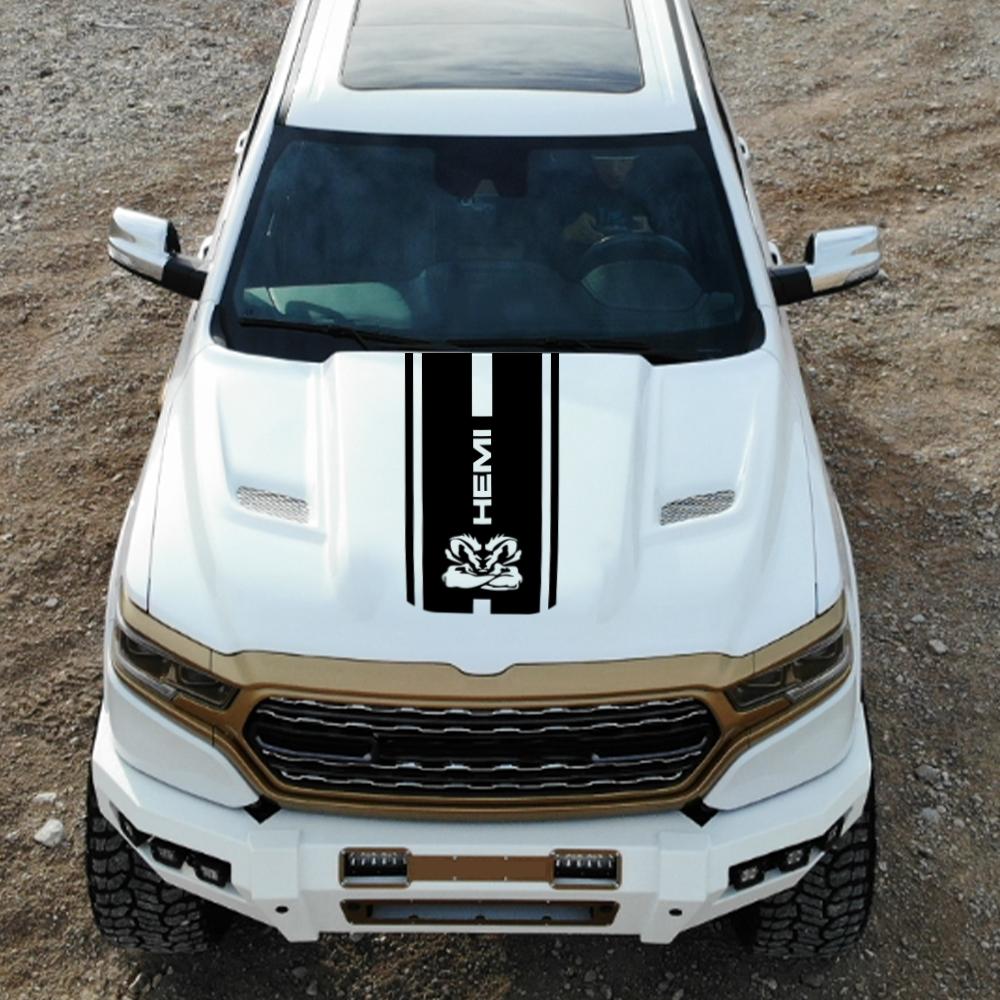 Car Hood Decal Cut Vinyl Stripes Cover Graphics For Ram 1500 2500 3500 Rebel Mopar Vinyl Decor Sticker Auto Tuning Accessories