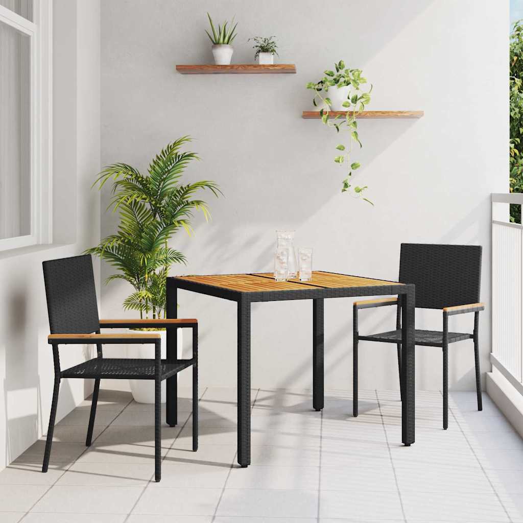 Garden Dining Set 3 pcs Black Poly Rattan