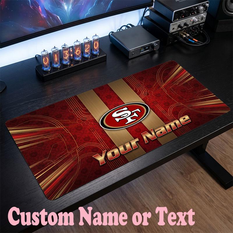 Tappetino Mouse Personalizzato con Nome Testo San Francisco 49ers, Tappetino Mouse Grande per Scrivania Regalo Personalizzato per Ufficio Domestico