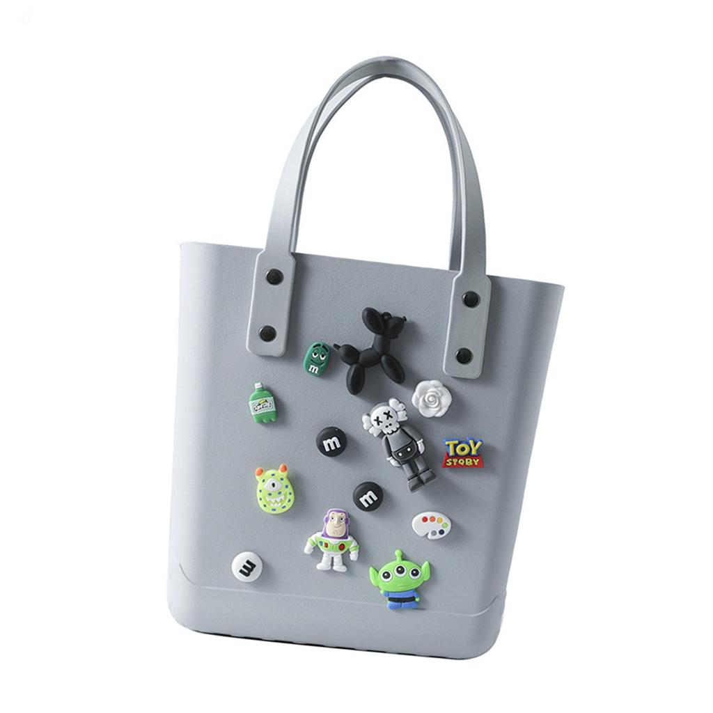 Beach Hole Bag Portable Fashion Open Tote for Shopping Boat Tours Dating Light Blue