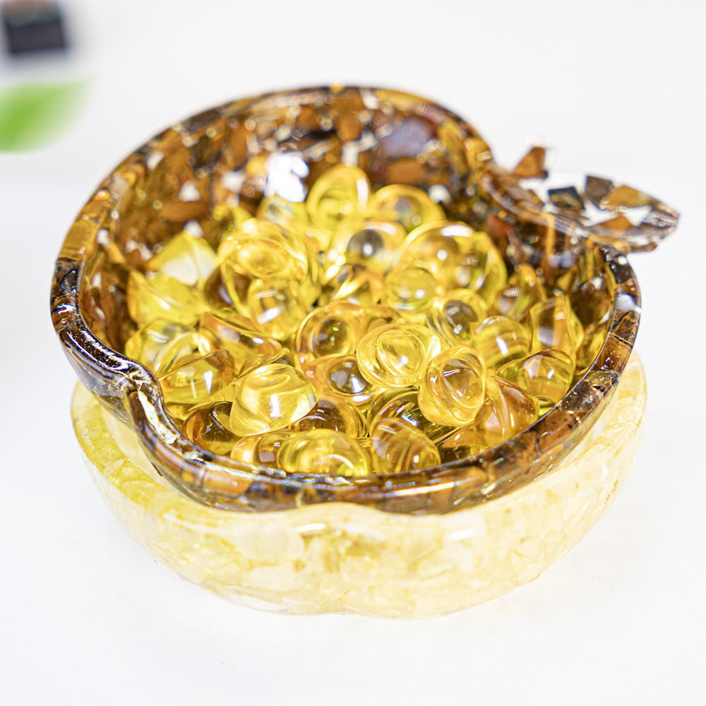 Water Crystal Resin Apple Shape Storage Tray With Elegant Plant Design For Office And Home Decor