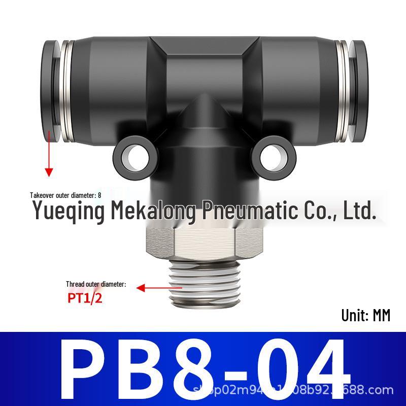 Three-Way Pneumatic Quick Connector Set for Air Hoses - Black, White, Blue Fittings