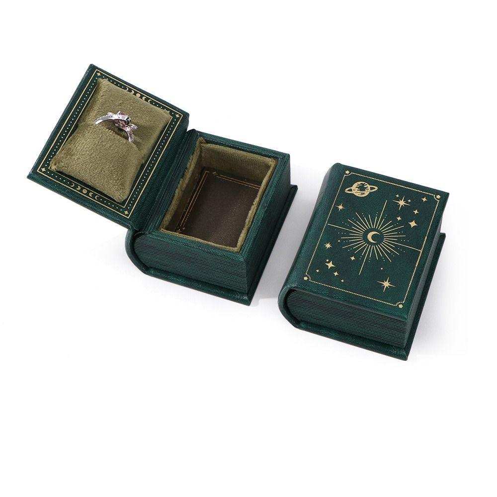 Creative Engagement Ring Case Velvet Jewelry Packaging Durable Book Shape Ring Box  Travel