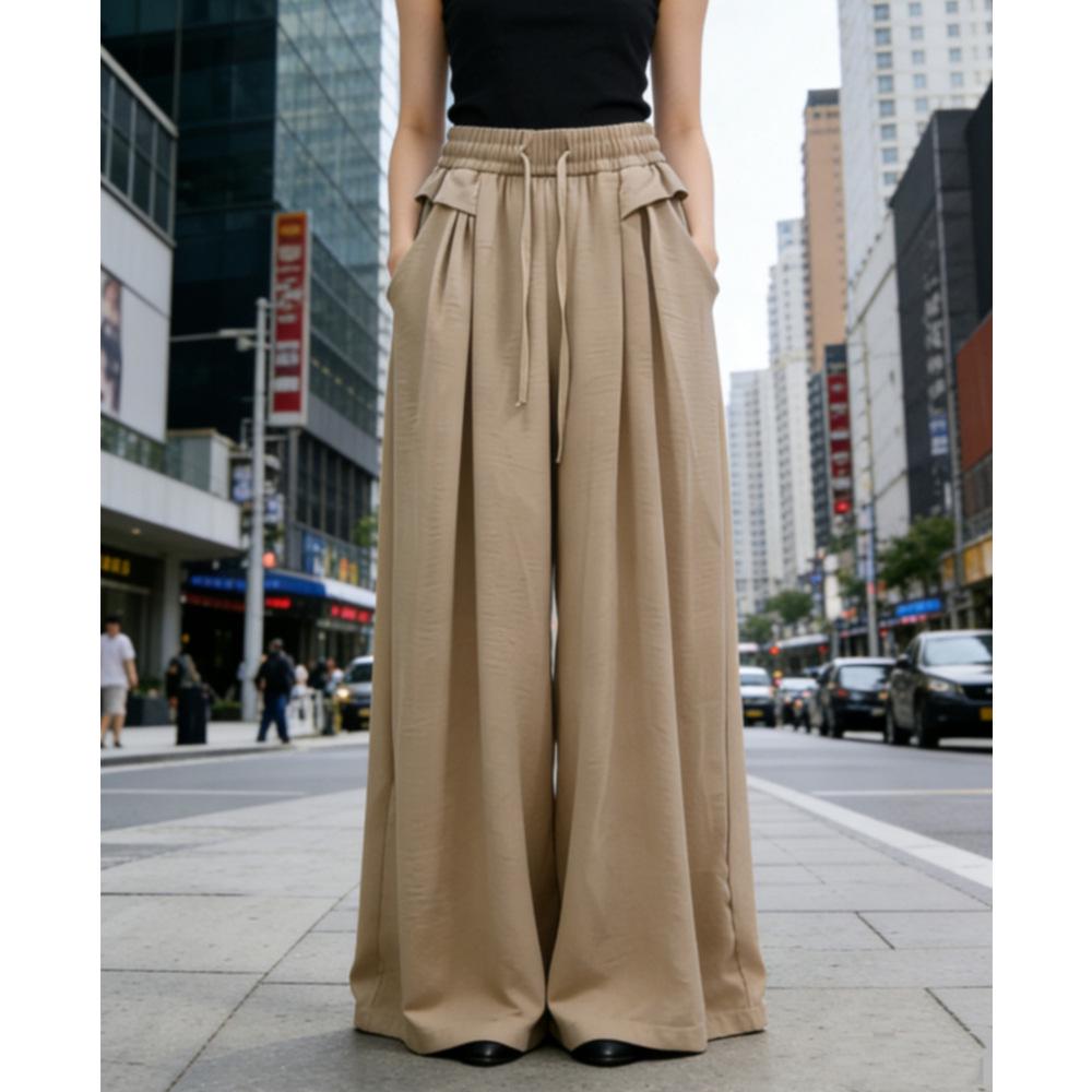 Women s High-Waisted Wide-Leg Summer Pants: Cotton & Linen Slimming Long Casual Style Khaki